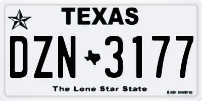 TX license plate DZN3177