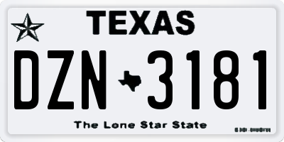 TX license plate DZN3181