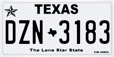 TX license plate DZN3183