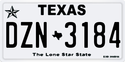 TX license plate DZN3184