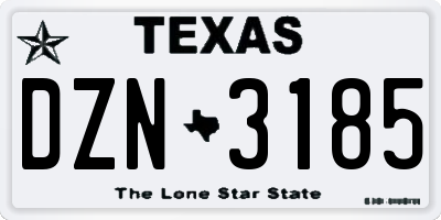 TX license plate DZN3185