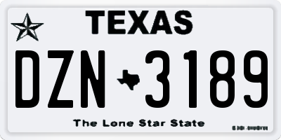 TX license plate DZN3189