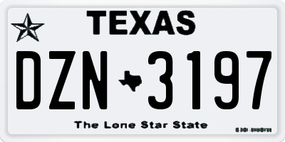 TX license plate DZN3197