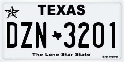 TX license plate DZN3201