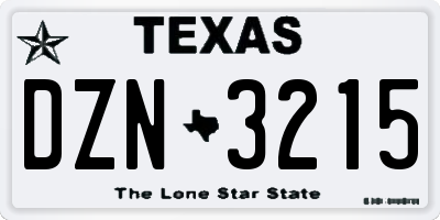 TX license plate DZN3215