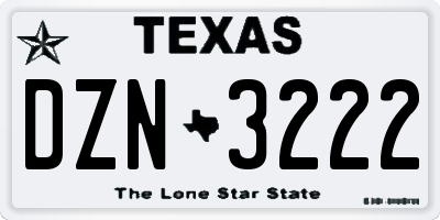 TX license plate DZN3222