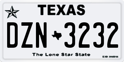 TX license plate DZN3232