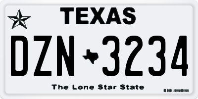 TX license plate DZN3234