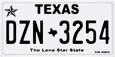 TX license plate DZN3254