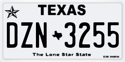 TX license plate DZN3255