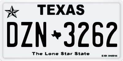 TX license plate DZN3262