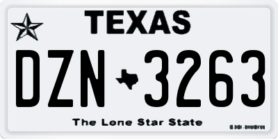 TX license plate DZN3263