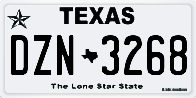 TX license plate DZN3268