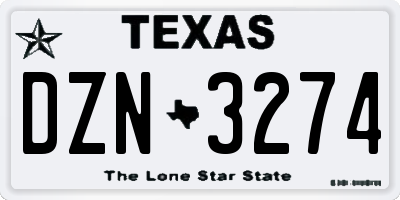 TX license plate DZN3274