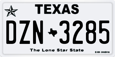 TX license plate DZN3285