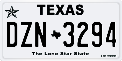 TX license plate DZN3294