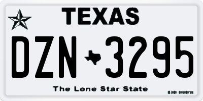TX license plate DZN3295