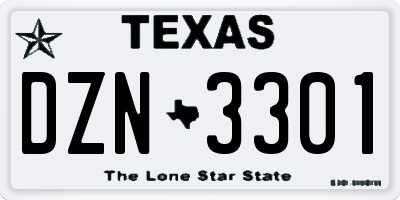 TX license plate DZN3301