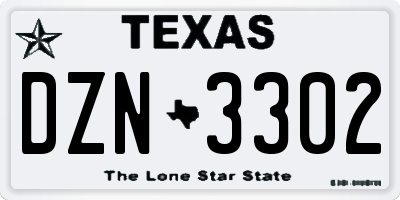 TX license plate DZN3302