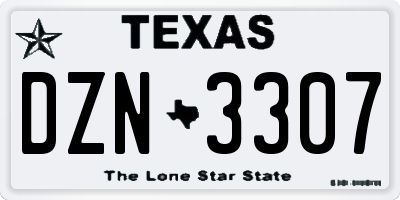 TX license plate DZN3307
