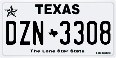 TX license plate DZN3308