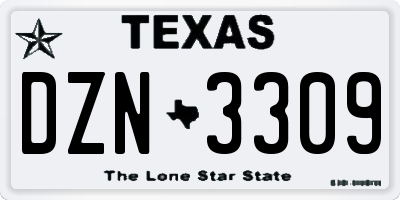 TX license plate DZN3309