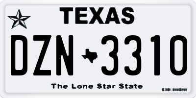 TX license plate DZN3310