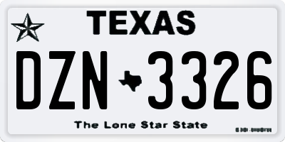 TX license plate DZN3326