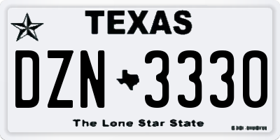 TX license plate DZN3330