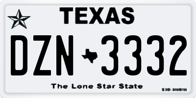 TX license plate DZN3332