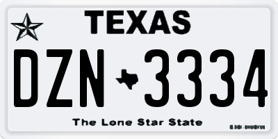 TX license plate DZN3334