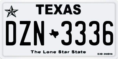 TX license plate DZN3336