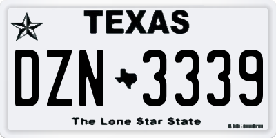 TX license plate DZN3339