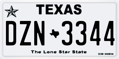 TX license plate DZN3344