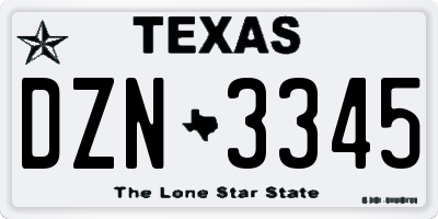 TX license plate DZN3345