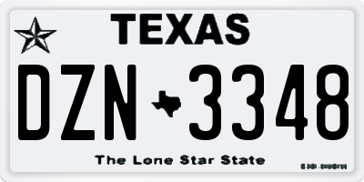 TX license plate DZN3348