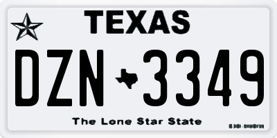 TX license plate DZN3349