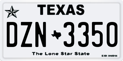 TX license plate DZN3350