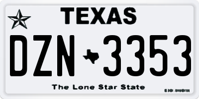 TX license plate DZN3353