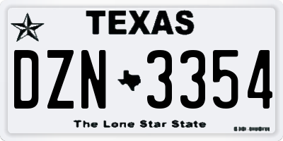 TX license plate DZN3354
