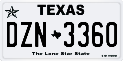 TX license plate DZN3360