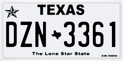 TX license plate DZN3361