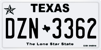 TX license plate DZN3362