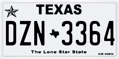 TX license plate DZN3364