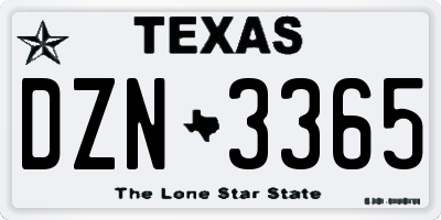 TX license plate DZN3365