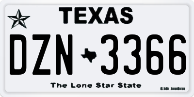 TX license plate DZN3366