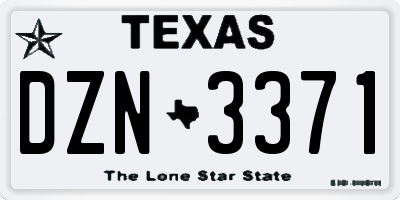 TX license plate DZN3371