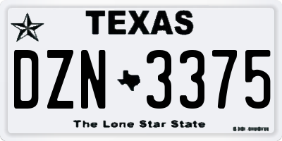 TX license plate DZN3375