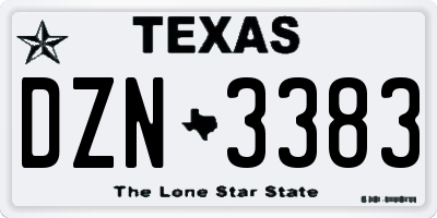 TX license plate DZN3383