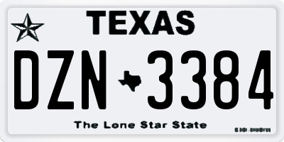 TX license plate DZN3384